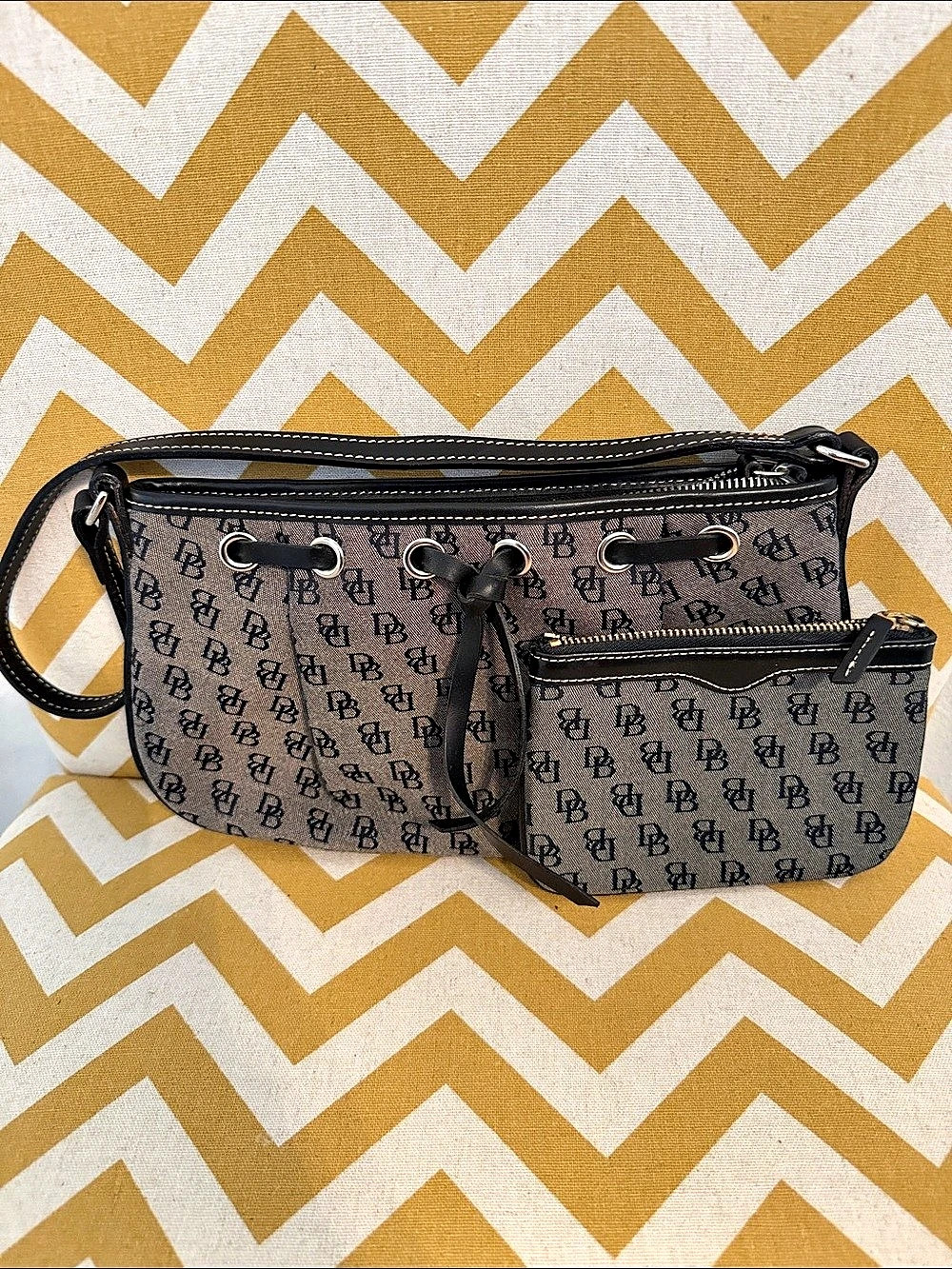 Dooney & Bourke Vintage Signature Monogram Canvas Shoulder Bag